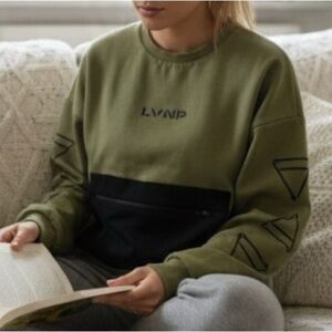 Eleven Paris Olive and Black Crewneck Sweater